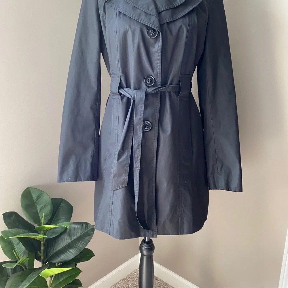 Croft & Barrow Trench Coat Black Sz Small - Picture 3 of 10